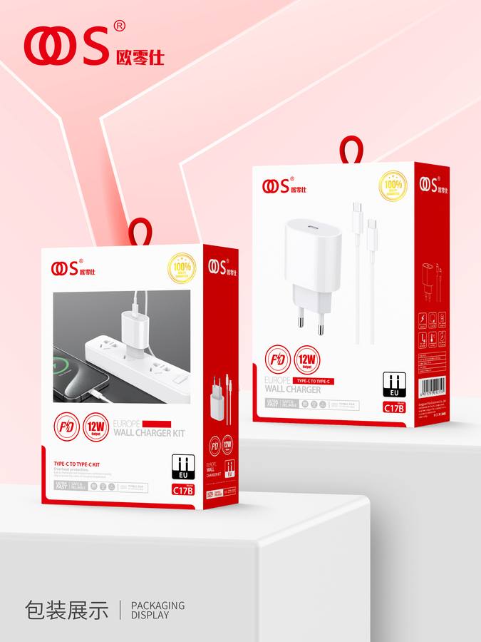 C17B - EU Plug Chargers wholesale, factory packaging shown