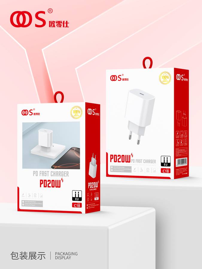 C18 - EU Plug Chargers wholesale, factory packaging shown
