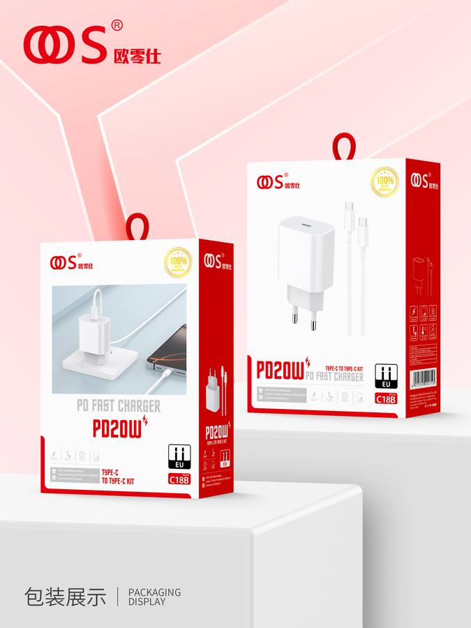 C18B - EU Plug Chargers wholesale, factory packaging shown