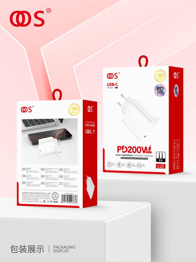 C22 - EU Plug Chargers wholesale, factory packaging shown