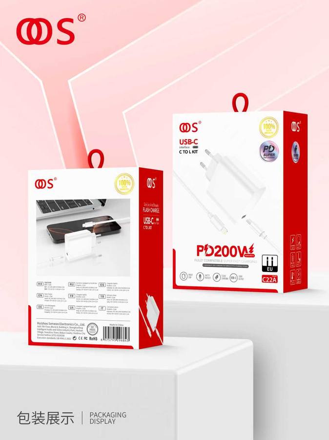 C22A - EU Plug Chargers wholesale, factory packaging shown