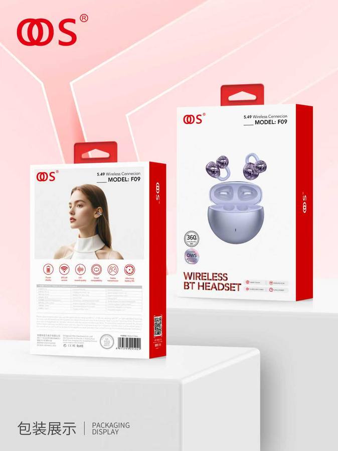 F09 - TWS Earbuds wholesale, factory packaging shown