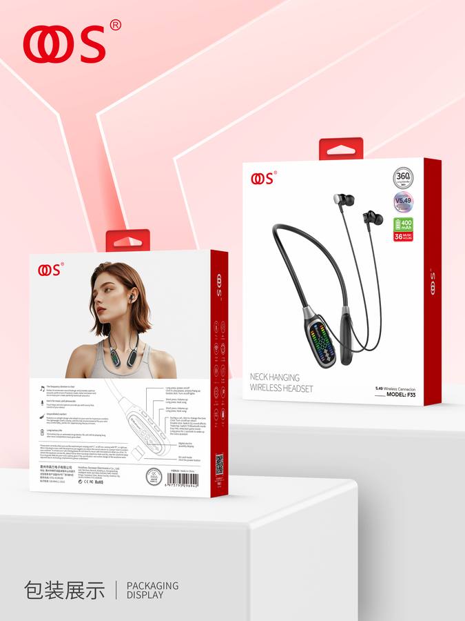 F33 - Sports Bluetooth wholesale, factory packaging shown
