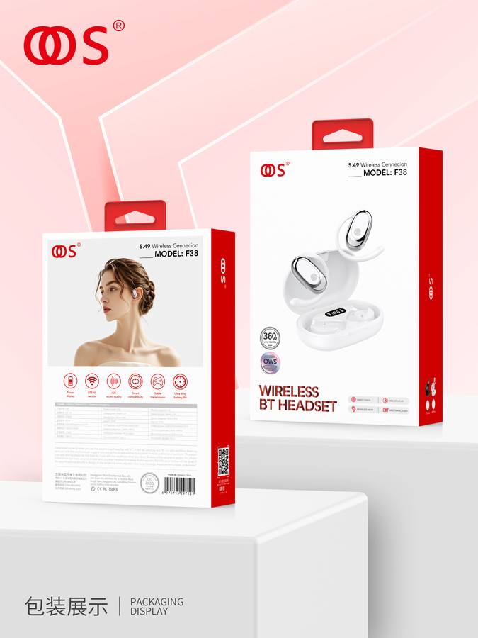 F38 - TWS Earbuds wholesale, factory packaging shown