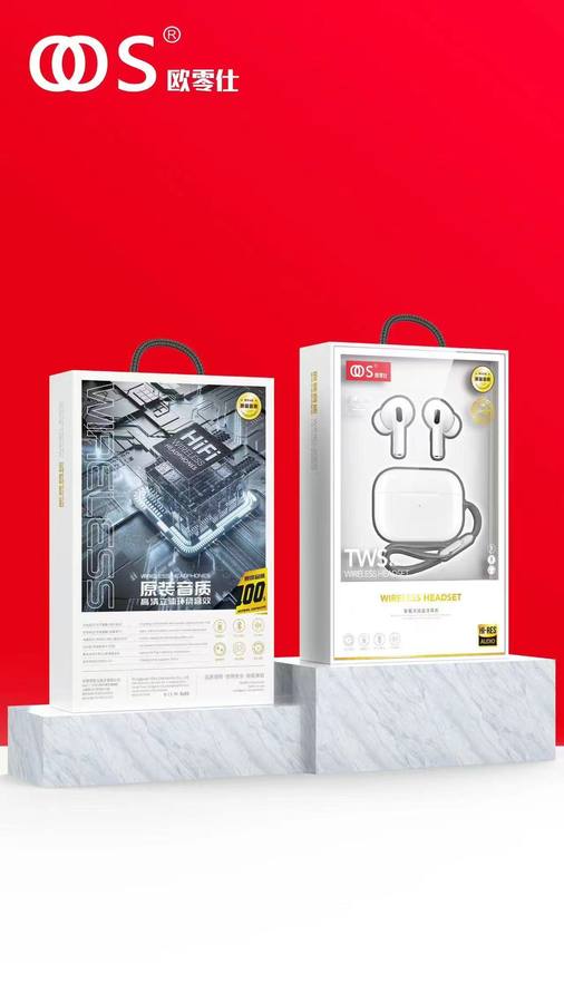 J303 - TWS Earbuds wholesale, factory packaging shown