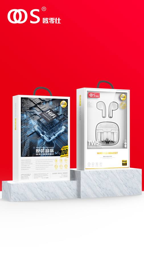 J909 - TWS Earbuds wholesale, factory packaging shown
