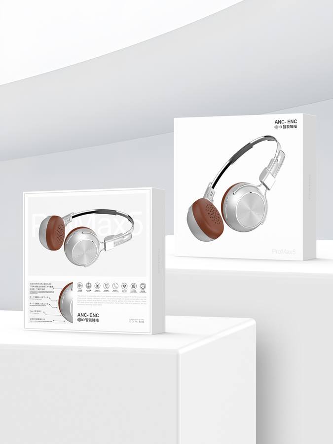ProMax5 - Headset Bluetooth wholesale, factory packaging shown